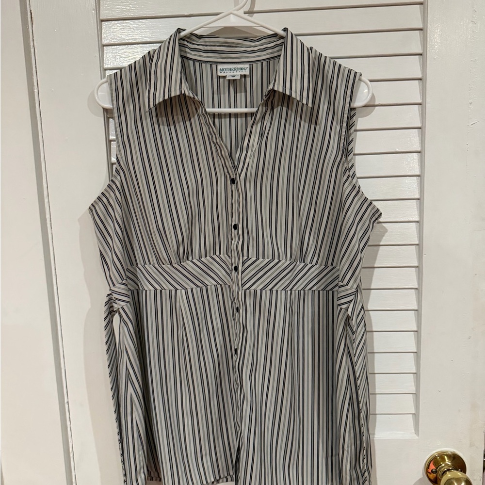 Motherhood Maternity Black and White Striped Button-Down Shirt